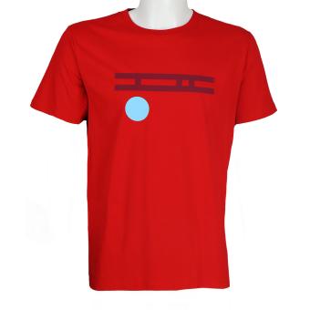 rood t-shirt blauwe dot